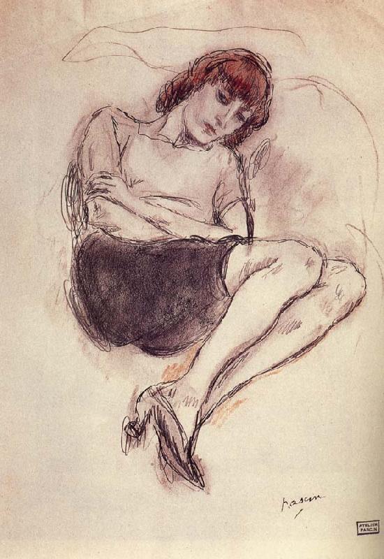 Jules Pascin Aiermila wearing the black dress oil painting picture